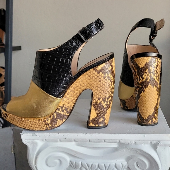 DRIES Van Noten sandal heels black gold croc python - Picture 8 of 14